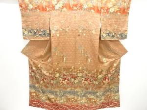 未使用品　波に花鳥模様付け下げ訪問着